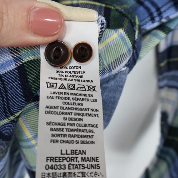 LL Bean Women's BeanFlex All-Season Long Sleeve Plaid Flannel Shirt Size Medium - Picture 9 of 9